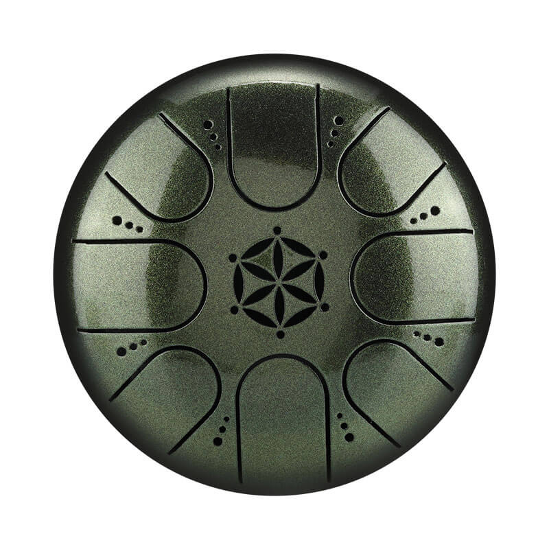 Lighteme 5 Inches 8 Notes C Key ED3 Steel Titanium Alloy Mini Steel Tongue Drum - Hollow-Carved Design