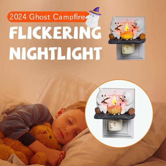 Veilleuse scintillante en forme de feu de camp fantôme d'Halloween Lighteme