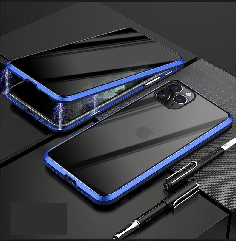 iHRtrade Anti-Peeping Privacy Magnetic Adsorption Two Side Tempered Glass Phone Case