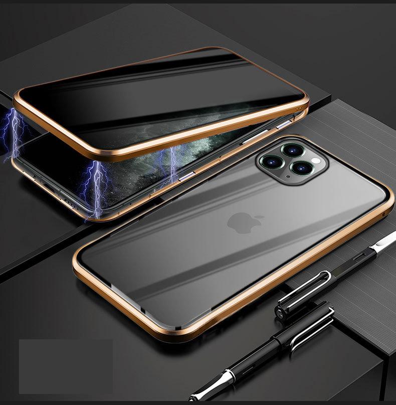 iHRtrade Anti-Peeping Privacy Magnetic Adsorption Two Side Tempered Glass Phone Case
