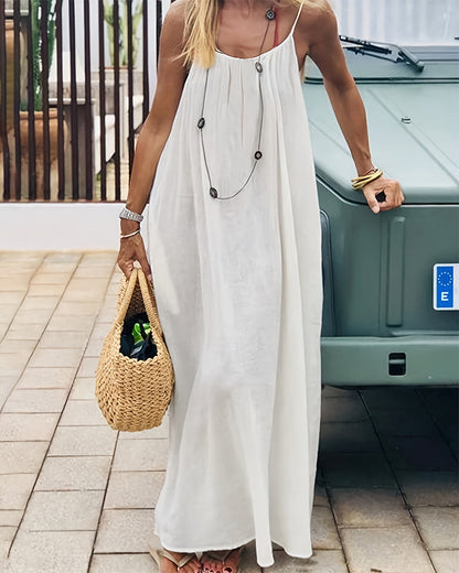 Lighteme Women's Solid Color Backless Cami Dress