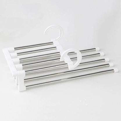 With a cap at the end of every rod, the hanger will prevent your trousers from slipping off