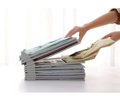 it's like a folding board that keeps your clothes neat and orderly and won't wrinkle