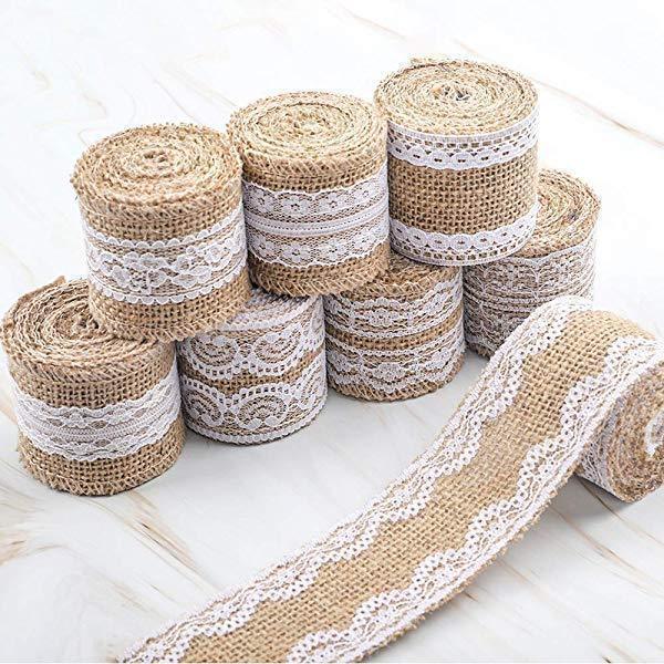 Rouleau de ruban de dentelle en toile de jute naturelle Lighteme (6 types)