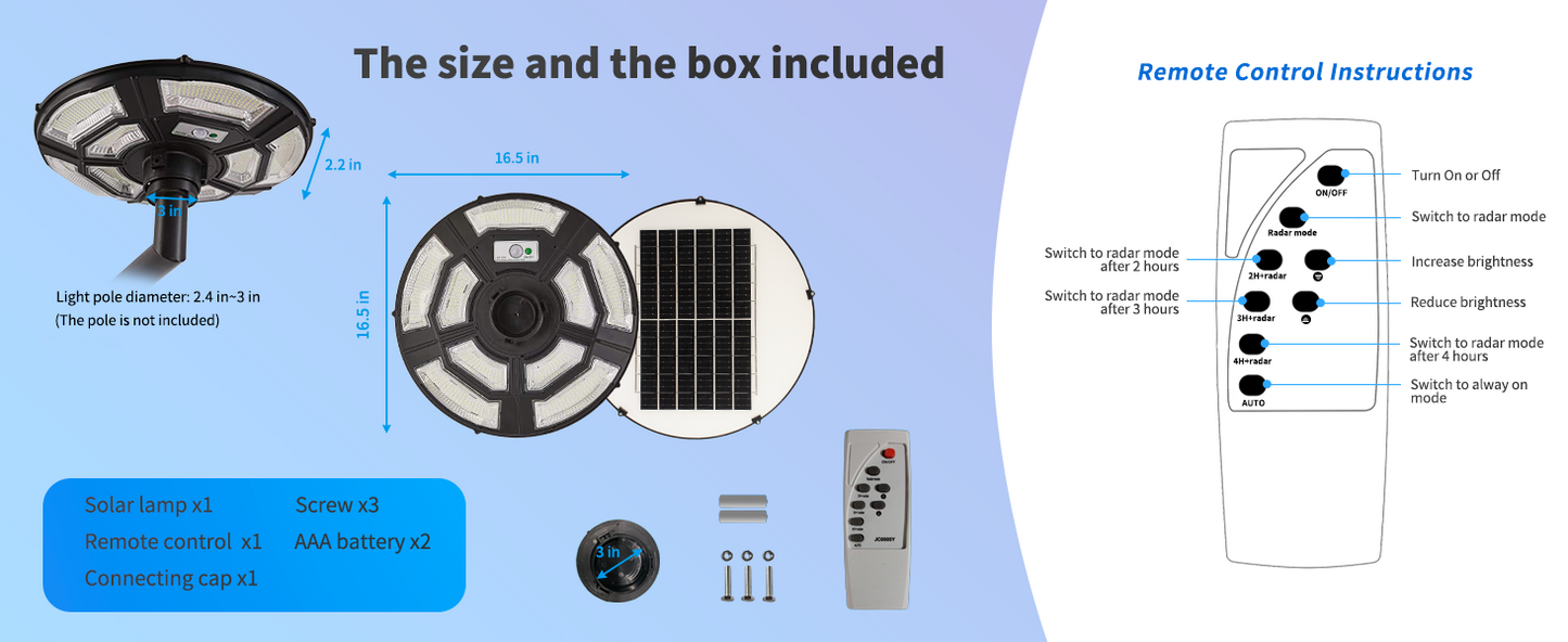Lighteme 1500W Solar UFO Bewegungssensor All-in-One Solar-Gartenstraßenlaterne mit Fernbedienung