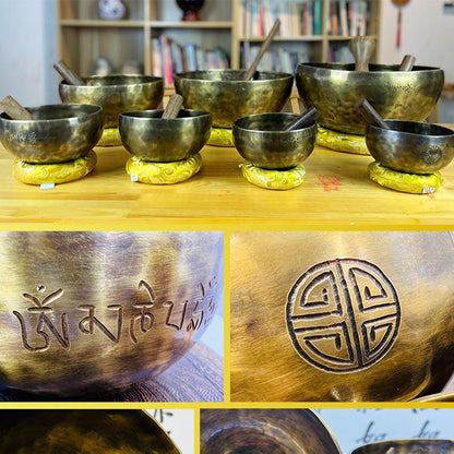 24~34cm Full Moon Singing Bowl Handmade Tibetan Singing Bowl Meditation Sound Bowl Chakra Healing - HLURU.SHOP