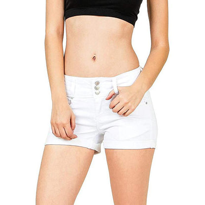 Ihrtrade 3" Mid Rise Denim Elastic Band Shorts Womens (3 Colors)