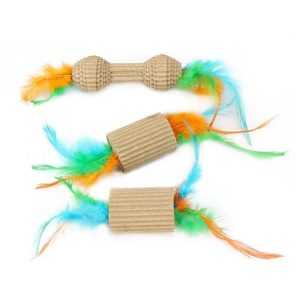 Lighteme 2 Jouets pour chats en papier ondulé avec plumes