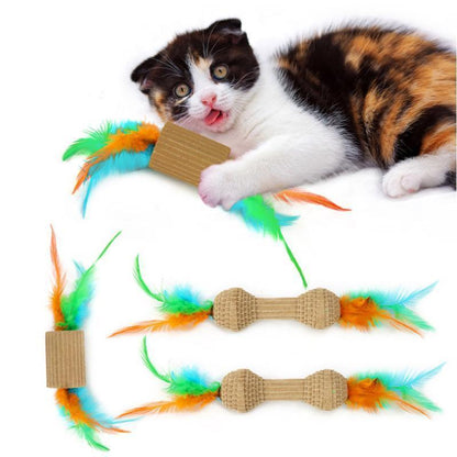 Lighteme 2 Jouets pour chats en papier ondulé avec plumes