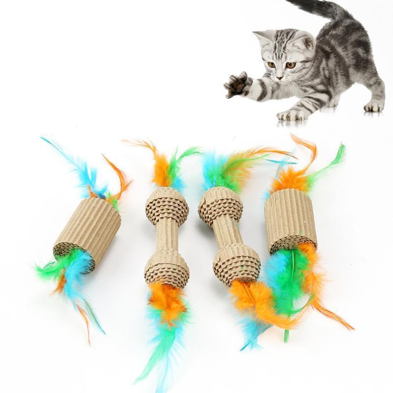 Lighteme 2 Jouets pour chats en papier ondulé avec plumes