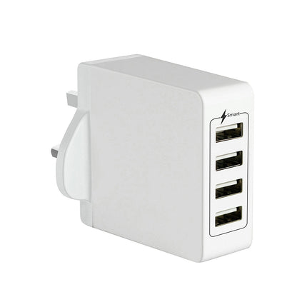 Lighteme 4 Ports USB Wall Charger Built in Smart IC 5V / 7.2 Amps for Smartphones and Tablets