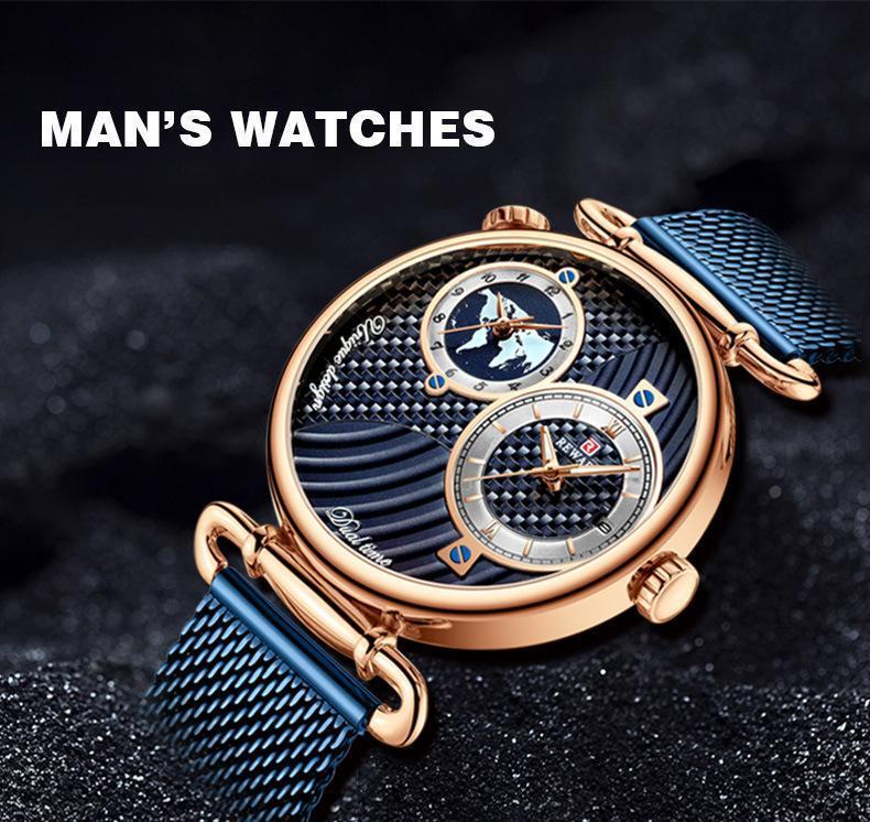 Lighteme Luxus-Wasserdichte Multi-Zeitzonen-Uhr für Herren (5 Farben) 