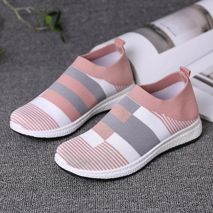 Ihrtrade Women Comfy Color Block Slip-On Running Sneakers