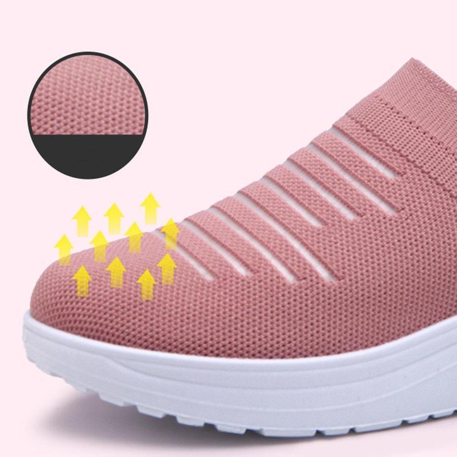 Ihrtrade Women's Mesh Cushioned Slip On Platform Casual Sock Shoes