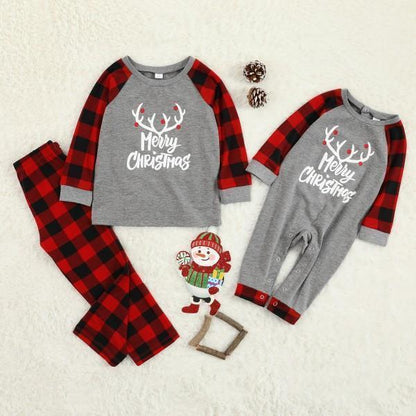 Ihrtrade MERRY CHRISTMAS Antler Print Family Matching Pajamas Set
