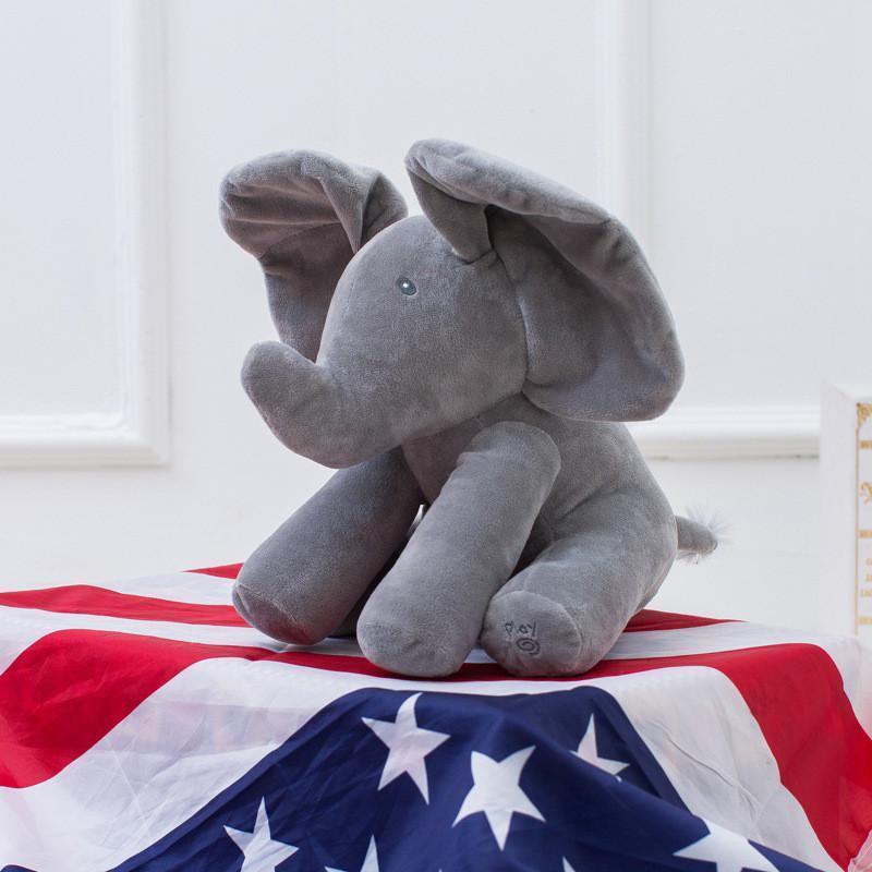 Éléphant en peluche animé Lighteme Peek-a-Boo, parlant et chantant