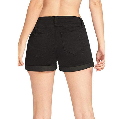 Ihrtrade 3" Mid Rise Denim Elastic Band Shorts Womens (3 Colors)