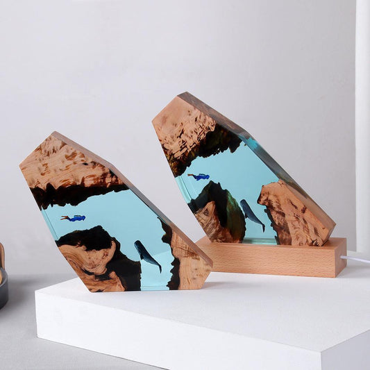 Plongeur de baleine Lighteme en résine époxy Décoration de table