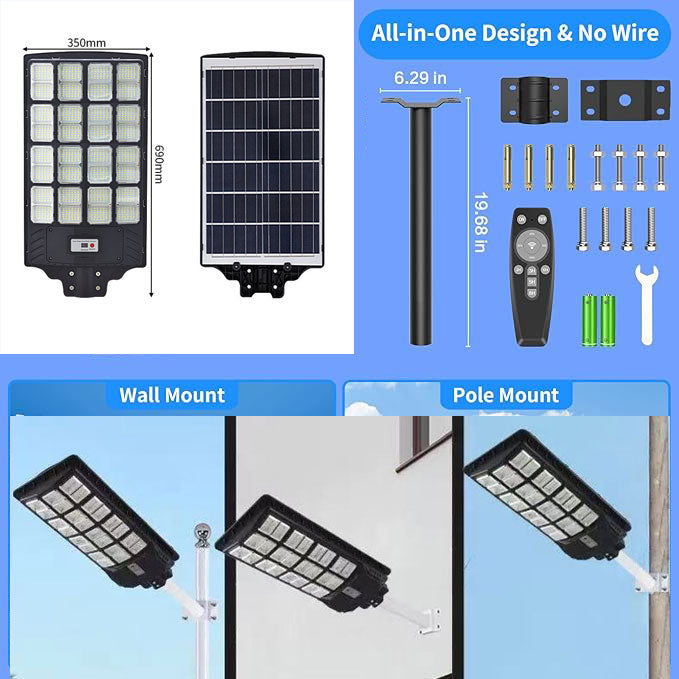 Lighteme 3000W Solar Street Light, 180000 Lumens Dusk to Dawn Street Lights Solar Powered Motion Sensor