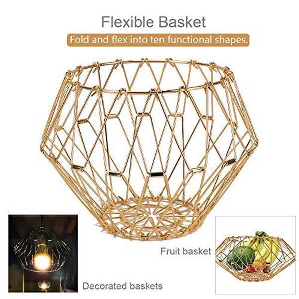 Panier pliable Lighteme en fil d'acier inoxydable (3 couleurs et 3 tailles)