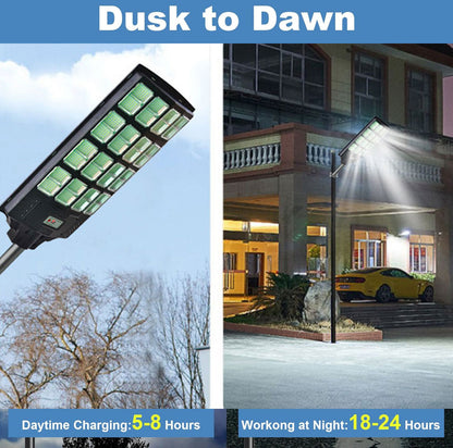 Lighteme 3000W Solar Street Light, 180000 Lumens Dusk to Dawn Street Lights Solar Powered Motion Sensor