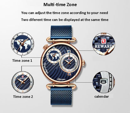 Lighteme Luxus-Wasserdichte Multi-Zeitzonen-Uhr für Herren (5 Farben) 