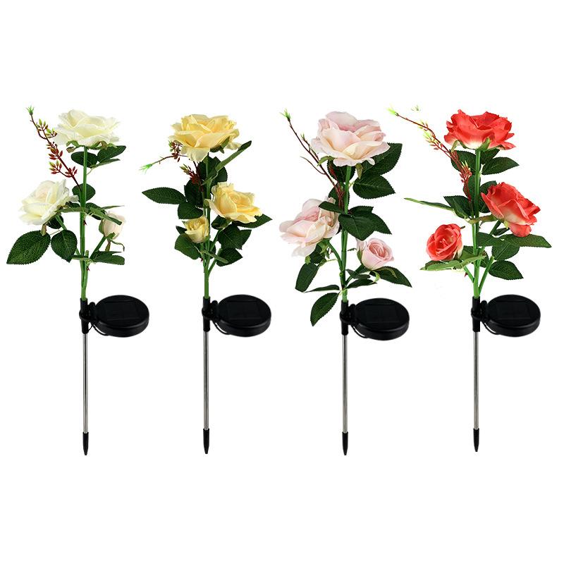 Ihrtrade Artificial Rose Flower Solar Garden Stake Lights (1 Pack of 3 Lilies)