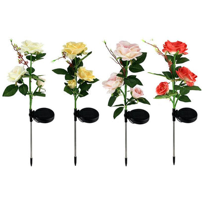 Ihrtrade Artificial Rose Flower Solar Garden Stake Lights (1 Pack of 3 Lilies)