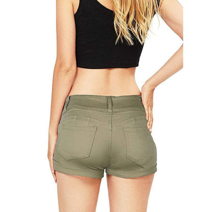 Ihrtrade 3" Mid Rise Denim Elastic Band Shorts Womens (3 Colors)