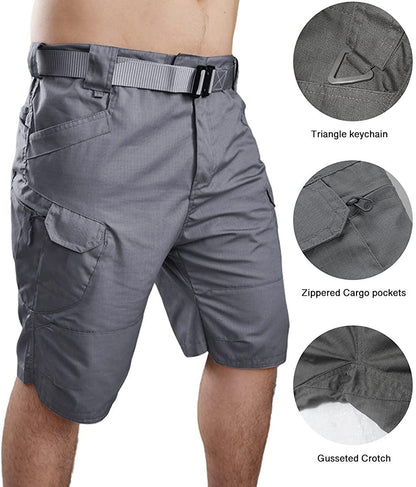 Lighteme Short tactique pour homme 11" Imperméable Randonnée Pêche Respirant Séchage rapide Short cargo court (SANS ceinture) 