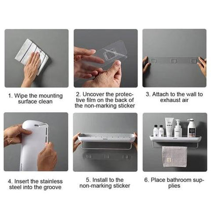 Étagère de rangement de salle de bain sans perçage Lighteme