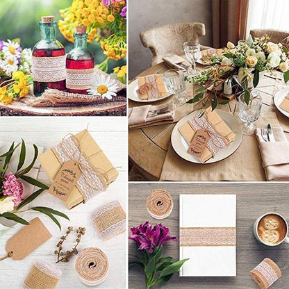 Rouleau de ruban de dentelle en toile de jute naturelle Lighteme (6 types)