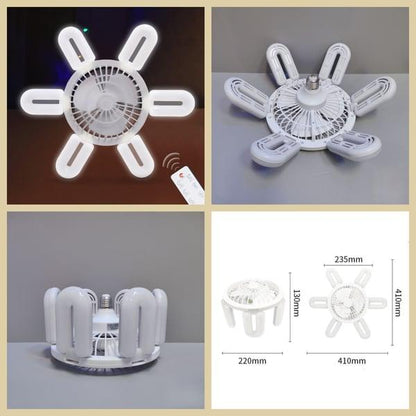 Ventilateur pliable Lighteme 2 en 1 à 6 lampes