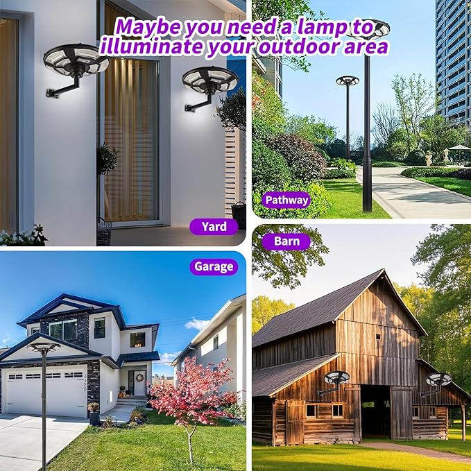 Lampadaire solaire d'extérieur Lighteme 1 500 W avec mât de 248 cm, étanche IP67, avec télécommande