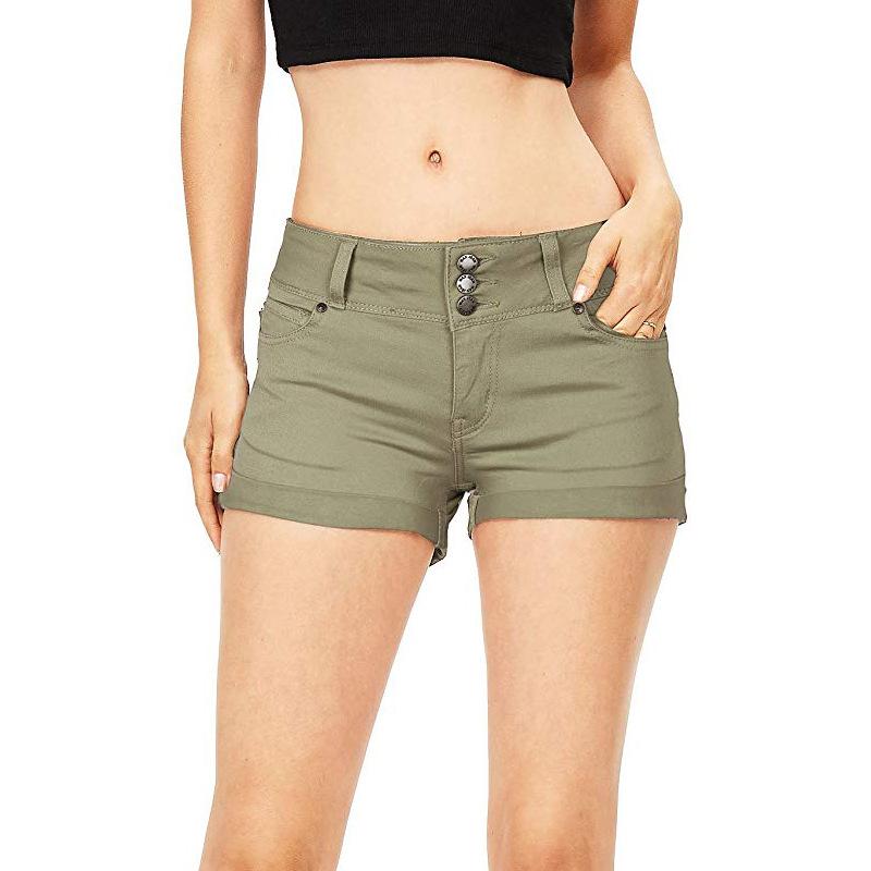 Ihrtrade 3" Mid Rise Denim Elastic Band Shorts Womens (3 Colors)