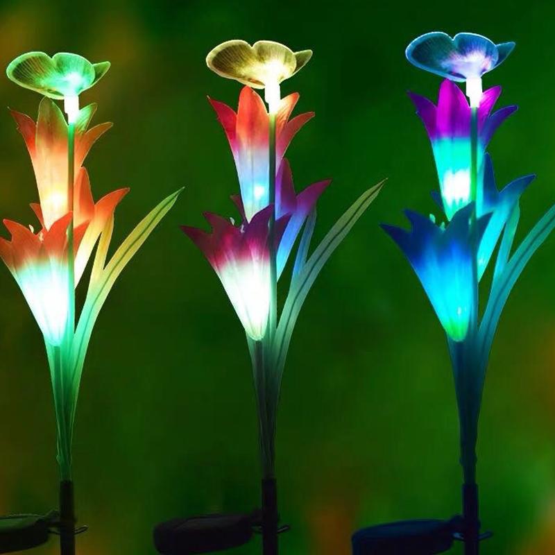 Ihrtrade Artificial Lily Solar Garden Stake Lights (1 Pack of 4 Lilies) | ihrtrade.tw