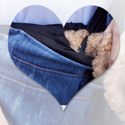 Ihrtrade Adjustable Denim Sling Bag For Pet Outing