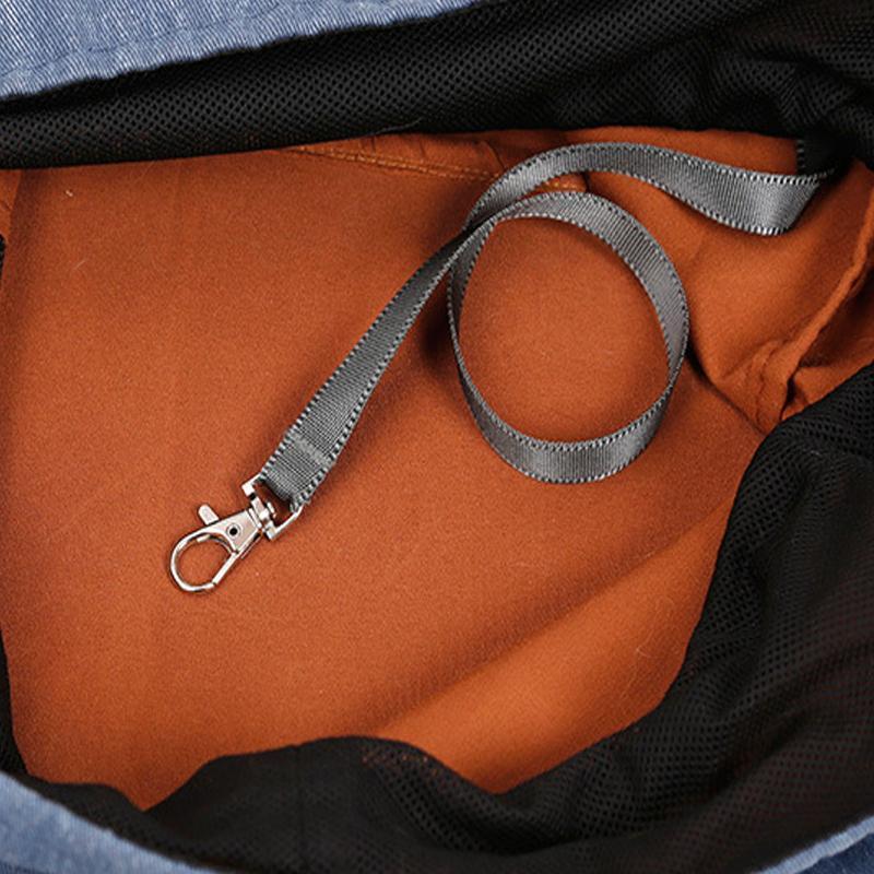 Ihrtrade Adjustable Denim Sling Bag For Pet Outing