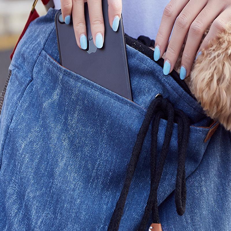 Ihrtrade Adjustable Denim Sling Bag For Pet Outing