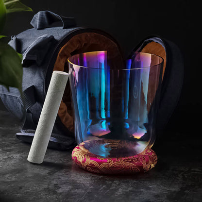 Lighteme Alchemy Clear Rainbow Crystal Singing Bowls 6" - 9" Quartz Sound Bowl For Chakra Healing Relaxation