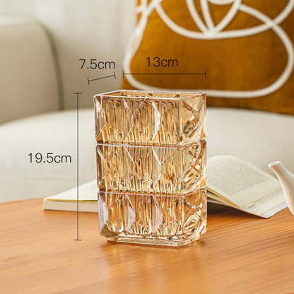 Lighteme Embossed Crystal Glass Vase