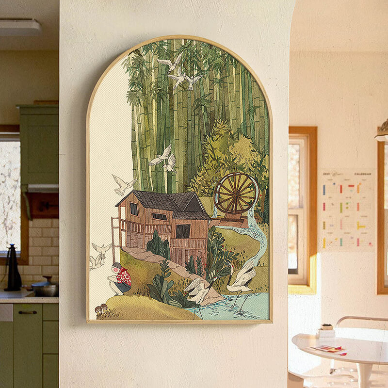 Lighteme Bambuswald-Kunstgemälde auf Leinwand