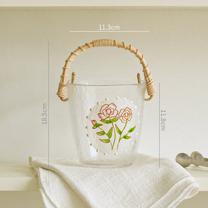 Seau à glace portable en verre et bambou Lighteme