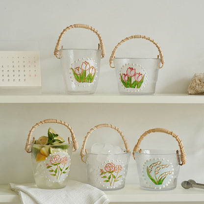 Seau à glace portable en verre et bambou Lighteme