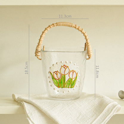 Seau à glace portable en verre et bambou Lighteme