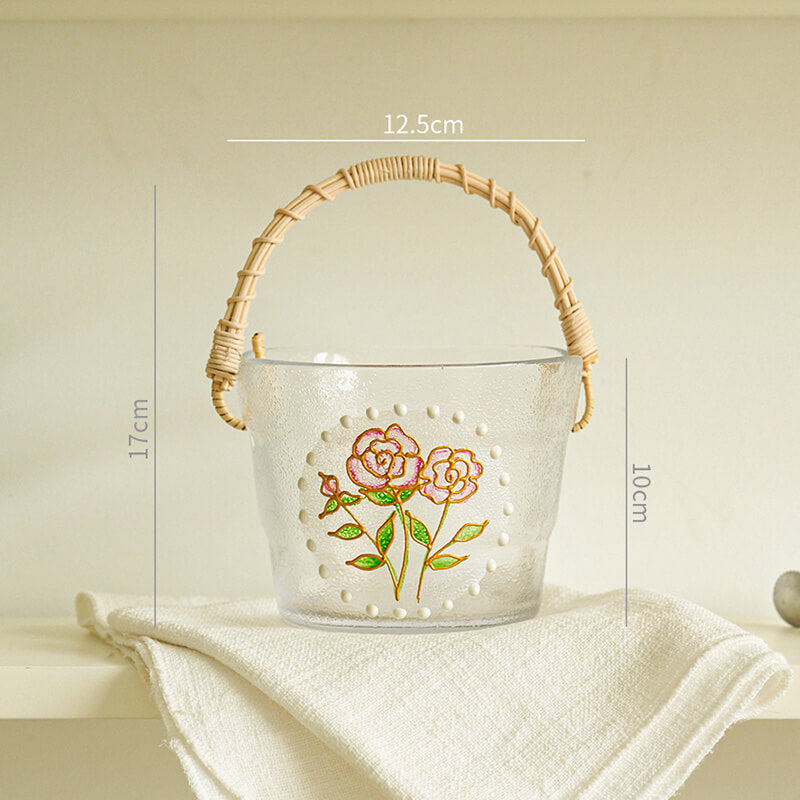 Seau à glace portable en verre et bambou Lighteme