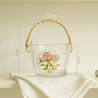 Seau à glace portable en verre et bambou Lighteme