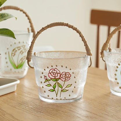 Seau à glace portable en verre et bambou Lighteme