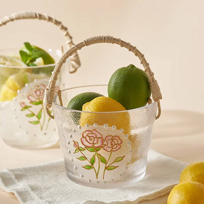 Seau à glace portable en verre et bambou Lighteme