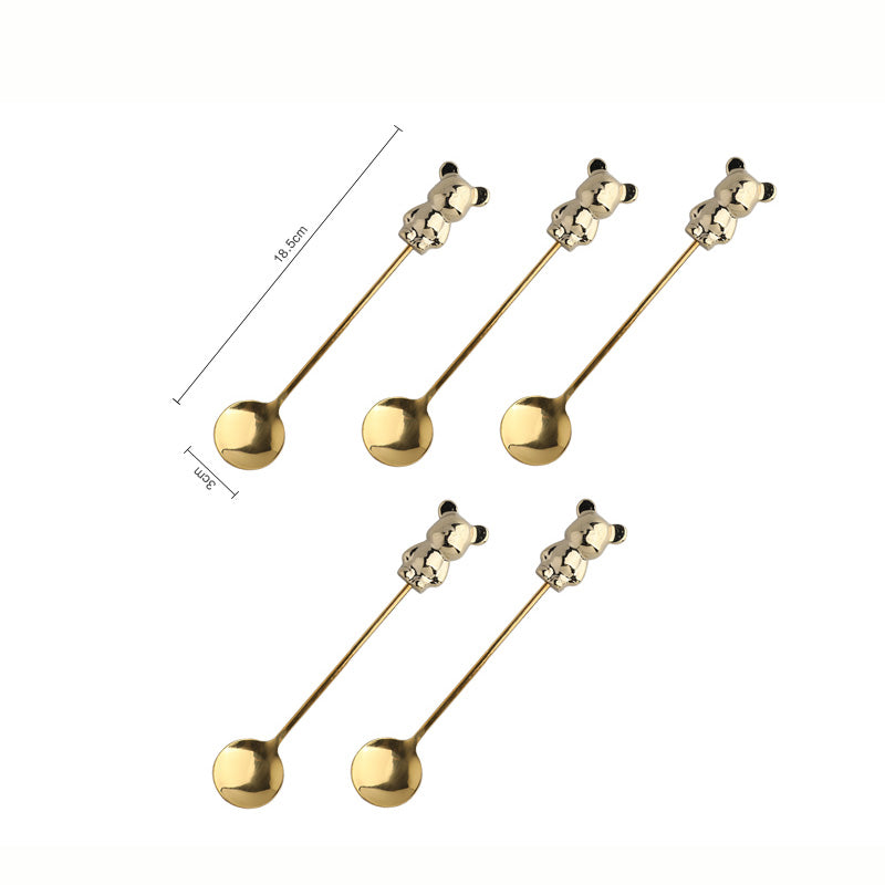 Ensemble de 5 cuillères à dessert Lighteme Bear en acier inoxydable